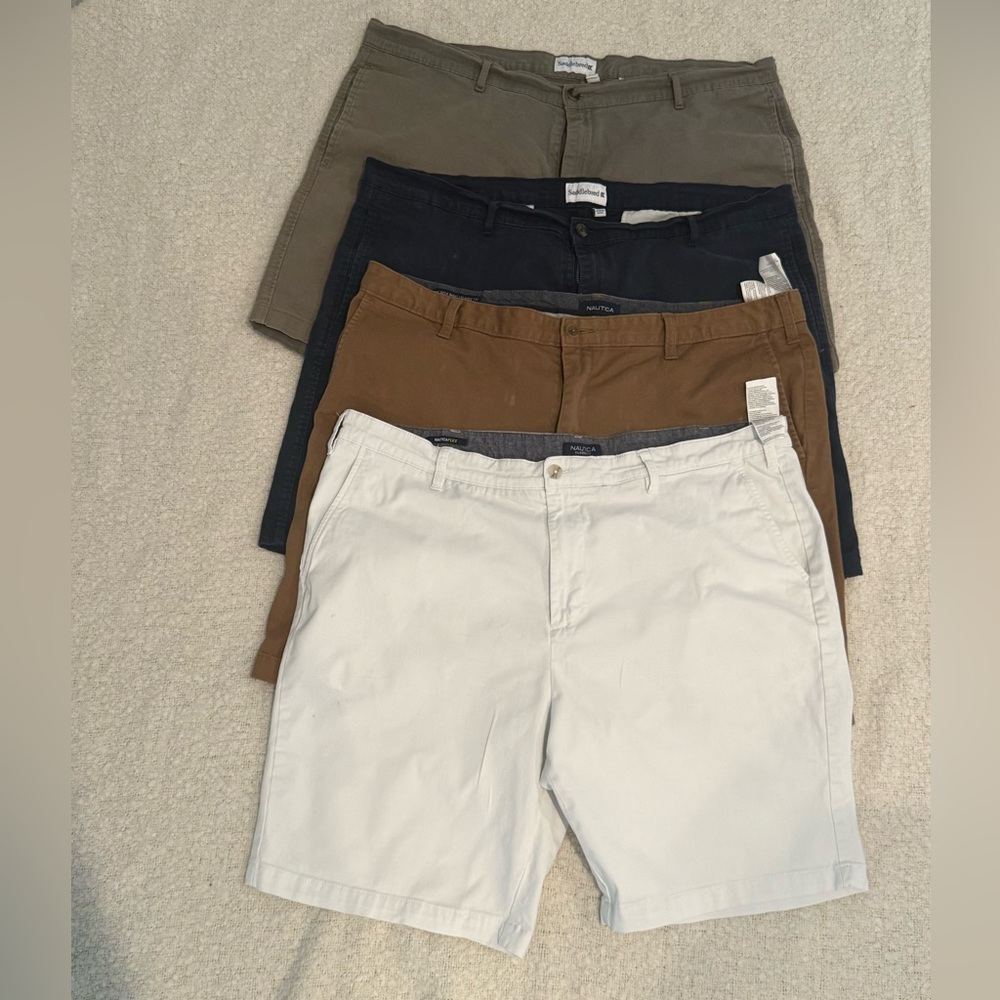 Nautica Men's Flat Front Shorts - Black, Brown, White, Olive